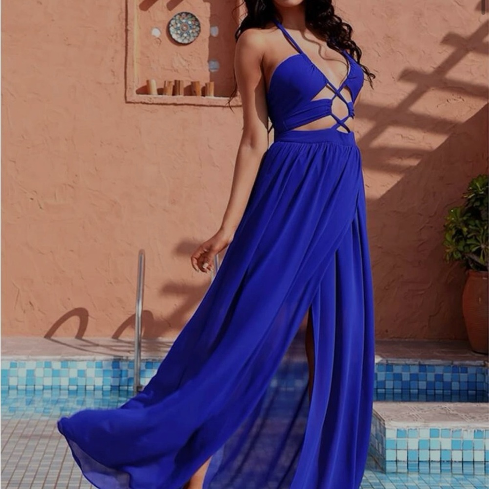 Vibrant Blue Criss-Cross Jumpsuit